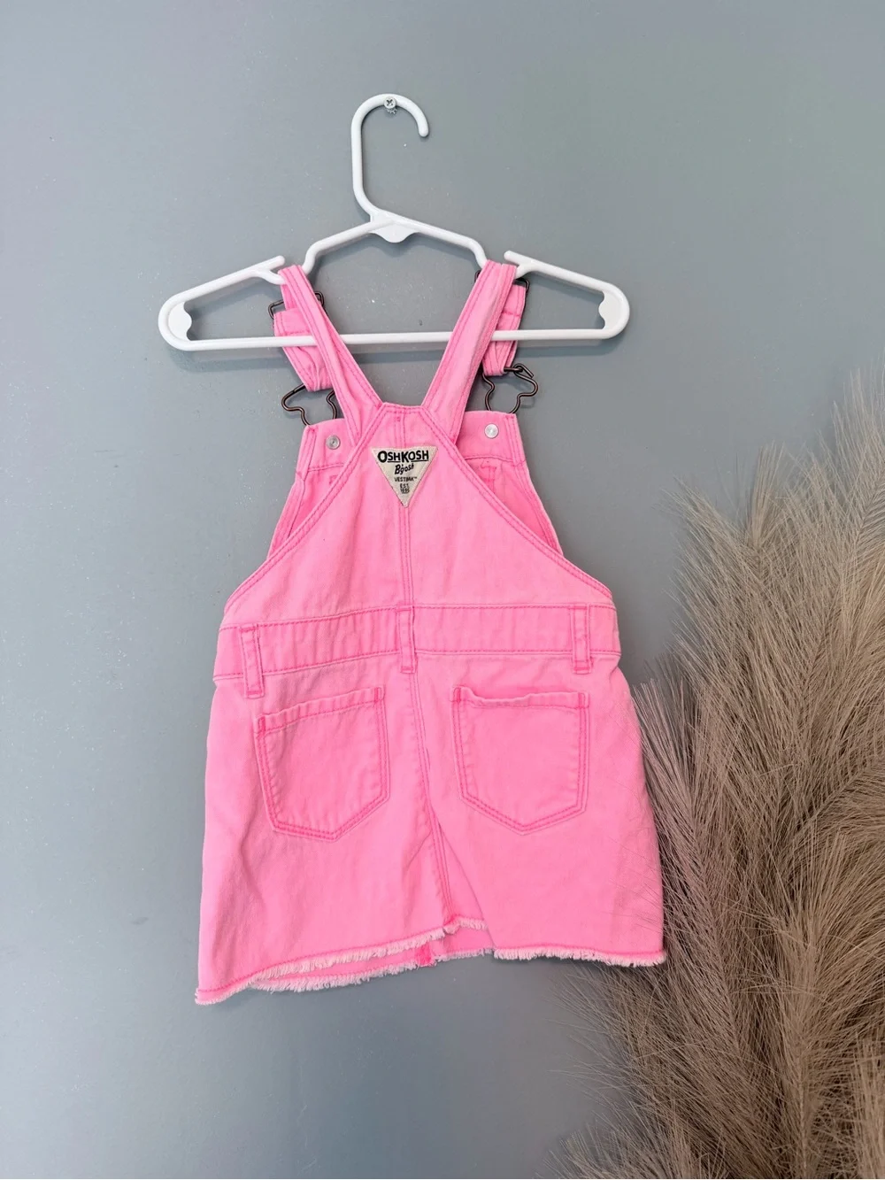 OshKosh B'gosh Bright Pink Denim Overall Dress